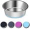 SUOXU Thick Stainless Steel Dog & Cat Plate Bowls, Non-slip Silicone Bases, Medium & Small Dog Feeder & Water Bowls (M-17cm)