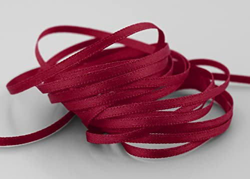 finemark 50 m x 3 mm Satinband Bordeaux Weinrot (619) doppelseitiges Schleifenband aus Satin ohne Draht weich und glänzend Geschenkband Deko Band Double face Dekoband Dekorieren Kordel Basteln
