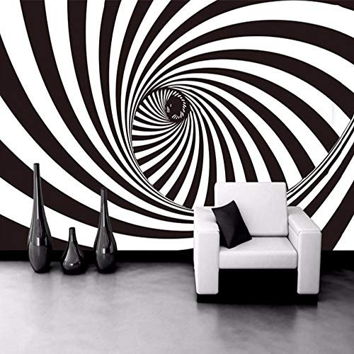 Tapeten,Moderne Schwarz-Weiße Abstrakte 3D-Illusion Spirallinien Vogue Große Selbstklebende Tapete Abziehbar Und Aufkleben Ablösbares Kontaktpapier Wandbild Vinyl Geeignet Für Dekoratives Schlaf