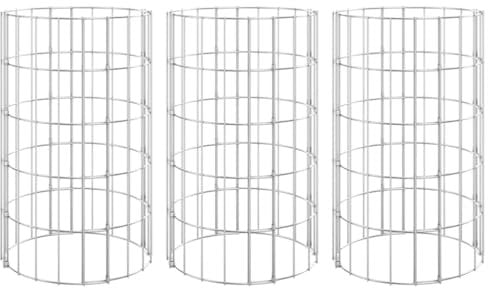 vidaXL 3× Lit Surélevé à Gabion Circulaire Panier de Gabion Jardinière de Jardin Bac Plantes Terrasse Extérieur Acier Galvanisé Ø30x150 cm