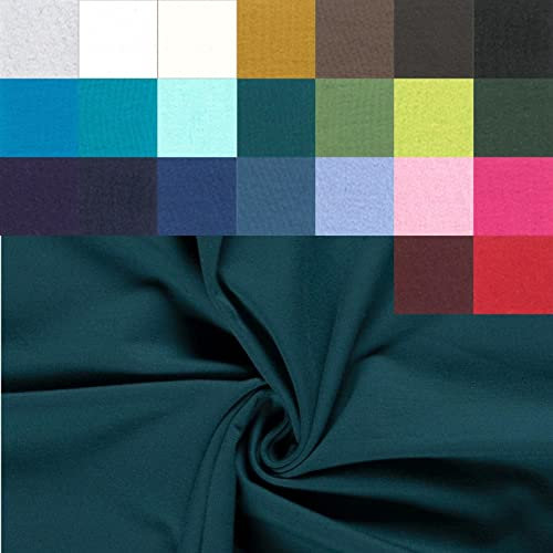 Sweat angeraut - Sweatstoff Meterware - Stretchsweat - Sweatshirtstoff - Joggingbaumwolle warm kuschelig weich - uni * 50 cm x 160 cm *, Farbe: Petrol