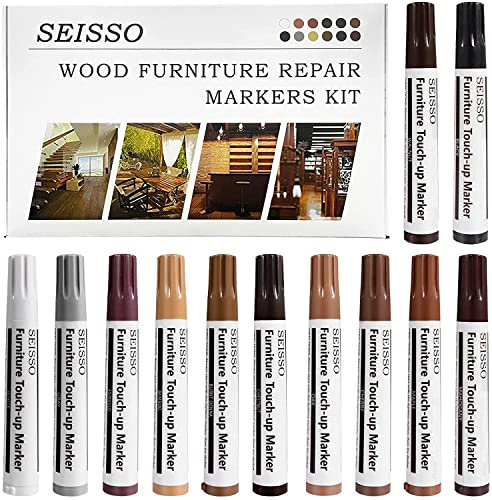 SEISSO Marqueurs De Réparation Pour Meubles En Bois 12 Couleurs Kit De Réparation Pour Rayer Les Meubles, Bois Rayés, Les Tables En Bois, Stylo De Réparation De Meubles, Kit De Réparation De Bois