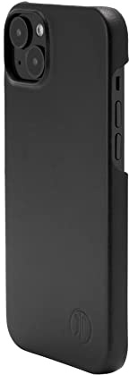 JT Berlin BackCase Kreuzberg Echtleder Hülle für Apple iPhone 14 - Schwarz | Robustes Clip-on-Cover mit Hartschale, weichem Samtfutter und Qi Wireless Charging Kompatibilität für das Smartphone.