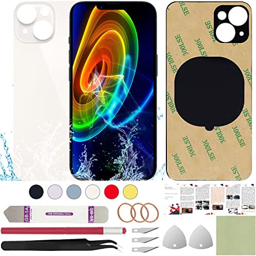 ReuWeu Ersatz-Glasabdeckung, kompatibel mit iPhone 14, 15,5 cm (6,1 Zoll), mit professionellen Werkzeugen (Starlight)