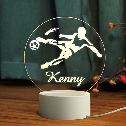 Pekdi Personalisiertes Fußball Nachtlicht mit benutzerdefiniertem Namen LED Lampe für Fußballspieler Fußballzeichen Fußballlampe Geschenk für Kinderzimmer Dekoration Sportgeschenk