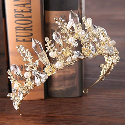 Krone Damen,Prinzessin Krone,Diadem Tiara,Strass Kristalle Krone Braut Hochzeitskrone Stirnband Kopfschmuck für Zeremonie Party Festival für Festzüge,Geburtstag Hochzeits Haarschmuck für Damen Mädchen