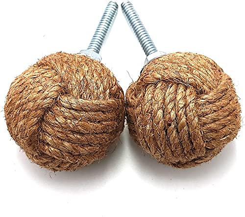 2 Stück Jute Seil Türknauf Seil Knoten Schublade Ziehen und Knöpfe Ziehen und Drücken Griff Knöpfe für Schränke, Kleiderschränke & Schränke/nautische Hardware Dekor, 35mm