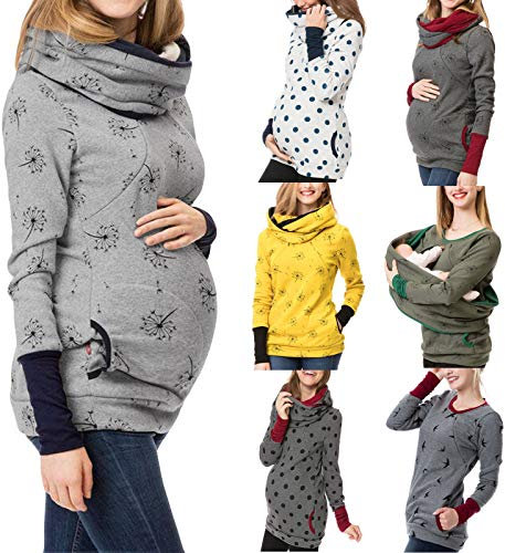 Vêtements de maternité d'été pour femmes enceintes - Pull d'allaitement à capuche, bordeaux, M