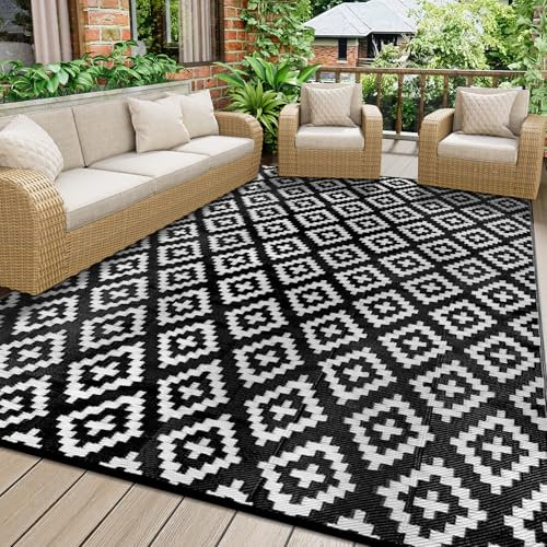 Homcomodar Tappeto da Esterno 150x245cm Impermeabile Tappeto Terrazzo Tappeti Esterno Plastica Resistente ai Raggi UV Tappeto per Giardino Patio Spiaggia Picnic Campeggio Cortile