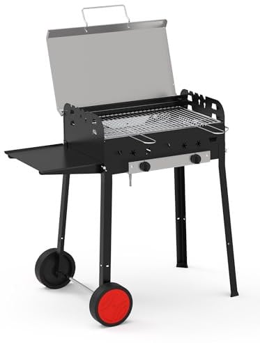 Barbecue a Gas GPL Pietra Lavica 2 Fuochi 5+5kW Ferraboli Roccia Gas Eco Plus