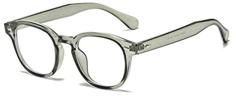 OSAGAMA Blue Light Filter Vintage Retro Round Glasses with Clear Lens Bluelight Blocker Without Prescription, Clear Dark Green, Medium