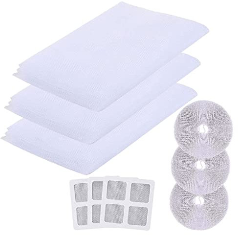 AstarFavor 3 pezzi Zanzariere per Finestre Bianco,1,5 m * 1,3 m Rete per Zanzariera Finestra,Rete per Zanzariera,con 3 rotoli di nastro autoadesivo