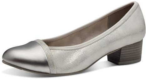 Jana Damen Pumps Kleiner Absatz Vegan, Silber (Silver Met Str), 37 EU
