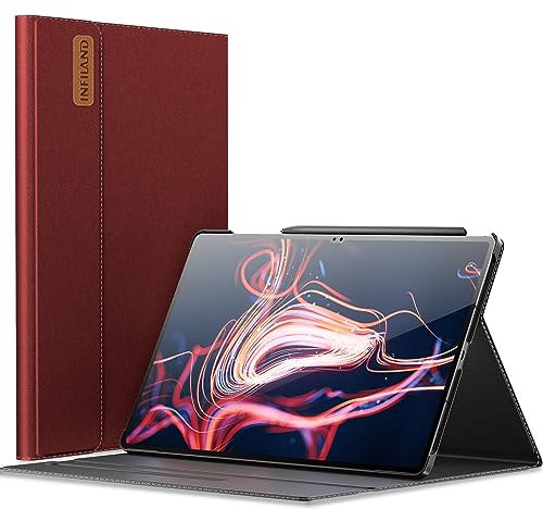 INFILAND Custodia per Samsung Galaxy Tab S10 Ultra/S9 Ultra 14.6 pollici 2024/2023 Release [SM-X926/910/916/918], Supporto Multi-angolo, Funzione di auto-sveglia/sonno, rosso
