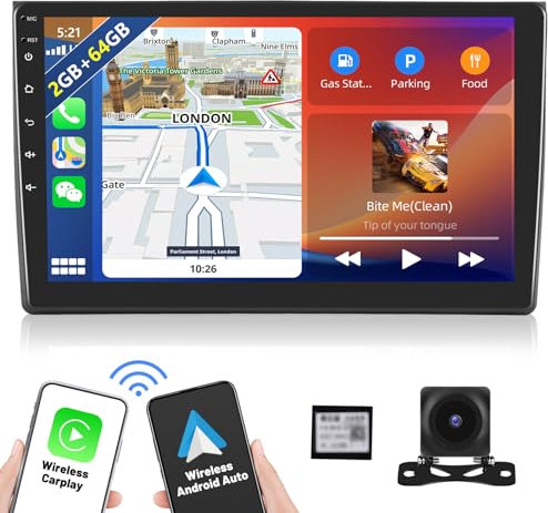 [2+64G] Android 13 Autoradio mit Navi für Audi A4 2002 2003 2004 2005 2006 2007 2008,9 Touchscreen Radio Player mit Wireless Carplay Android Auto GPS WiFi Hi-Fi BT FM/RDS+Rückfahrkamera&Mic