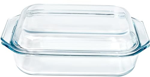 Small 1.4-QT Tempered Glass Casserole Dish with Lid, Rectangular Clear Glass Casserole Bakeware with Glass Lid