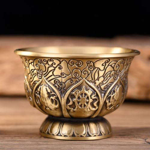 YTDJJWLS Buddhismus-Schüssel, Bronze, tibetischer Weihwasserbecher, buddhistische Kollektion, dekorativ, 7,1 cm