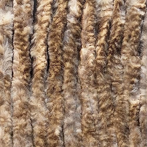 Moritz Flauschvorhang aus Chenille 100 x 230 cm braun beige meliert Türvorhang als Fliegenschutz Insektenschutz für Camping Wohnwagen