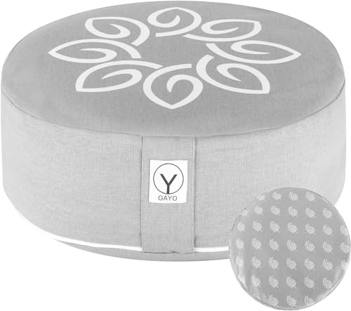 Y O Gayo Meditation Cushion and Floor Pillow. Ideal for Meditation Pillow, Yoga, & Floor Sitting - Premium Buckwheat Supportive Round Cushion with Changeable Cover. Versatile & Stylish - 16 in