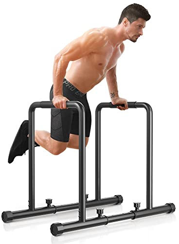 YOLEO Barre à Dips Barre Parallele Dip Bars Ajustable Hauteur Largeur Réglable Max.500KG Capacité de Charge Entraînements pour Pectoraux et Corps