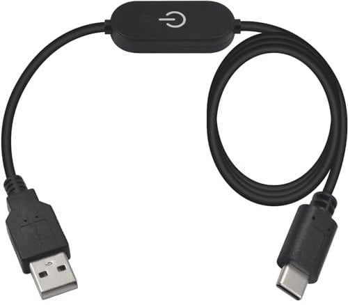 Duttek Cable de extensión USB a USB C de 1 m, USB macho a interruptor tipo C, cable de alimentación de extensión con interruptor de atenuación táctil, compatible con carga de energía, carga de energía