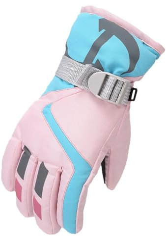 Roter Anzug Damen Latex Ski-Skating-Handschuhe, warmer Schnee, winddicht, für den Winter, Snowboard-Handschuhe und Fäustlinge Zigarettenhalter Kurz (Pink, One Size)