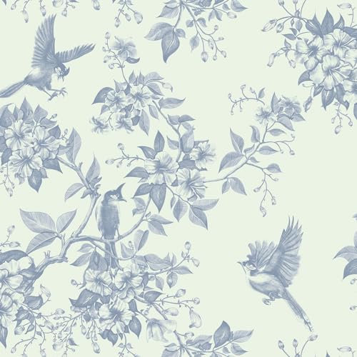 Yomshi Self Adhesive Wallpaper Blue Bird Wallpaper Swallow Peel and Stick Wallpaper 41×300cm Floral Contact Paper Waterproof Vinyl Film for Wall Furniture