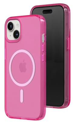 RhinoShield JellyTint Coque de Protection Transparente Compatible MagSafe pour [iPhone 13/14]| Force magnétique supérieure, dépasse Normes Militaires de Chute, Anti-Rayures et Anti-Chocs -Rose Cerise | Fixation magnétique renforcée, anti- jaunissement, haute transparence, antichoc, dépasse les normes militaires de protection