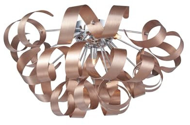 Lucande Deckenlampe Kaelor (Design, Modern) in Kupfer aus Aluminium (5 flammig G9) - Deckenleuchte Lampe Wohnzimmerleuchte