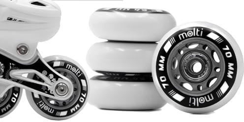 molti Räder mit Kugellager ABEC9 8er- Pack Indoor-/Outdoor-Rollschuh Räder Inlin-Skates Freizeitspaß (weiß, 70 mm)