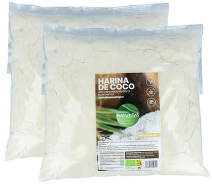 Pack 2x Harina de Coco 1 Kg Bio Naturitas Essentials | 100% Agricultura Ecológica | Sin Gluten | Rica en proteínas y minerales | Producto Vegano