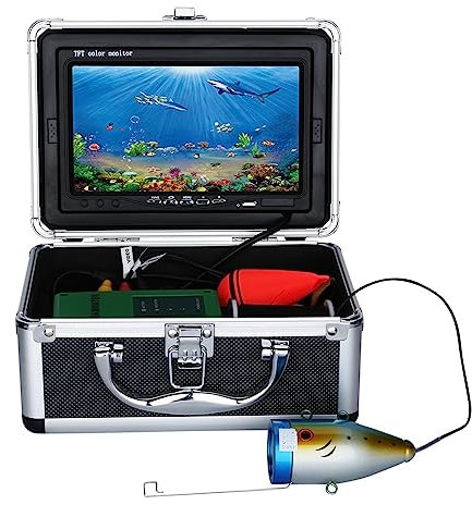 Underwater Fishing Camera, 7 Inch 1000tvl Underwater Fishing Video Camera Kit 2 PCS LED White Lamp Lights Video Fish Finder Lake Under Water Fish Cam for Ice Lake Sea Boat Kayak Fishing