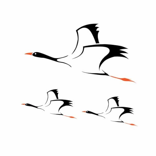 Kraniche Aufkleber 3er Set - ob Vogelschutz auf Scheiben oder am Fahrzeug - viele Farben