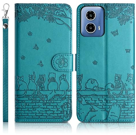 Succtopy Funda para Motorola Moto G34 5G Flip Fundas de Cuero PU Premium Cover Motorola Moto G34 5G Magnético Tarjetero y Suporte Silicona Carcasa Compatible con Motorola Moto G34 5G Azul