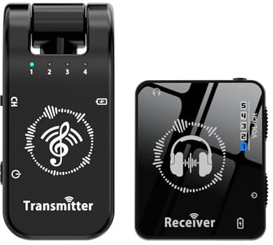 YIWEOG 2.4G Wireless In-Ear Monitor System 282° Rotate Transmitter Portable Collar Clip Receiver Rechargeable Automatic Pairing Low Latency 131ft Effective Distance for Studio Band Rehearsal Live Perf