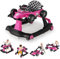 LIFEZEAL Trotteur Bébé Garçon Fille avec 3 Hauteurs Réglables, Trotteur Marche Bebe Évolutif 4 en 1 Pliable, Marcheur Musical avec Roues Universelles, 6-18 Mois (Rose vif)