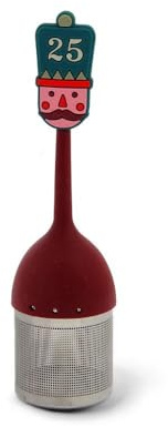 Neavita Filtro Natale per infusi in silicone e acciaio Pupazzo di neve Verde o Schiaccianoci Rosso (Rosso Schiaccianoci)