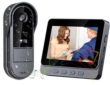 Timbre Inalámbrico Exterior Impermeable 1080P con Pantalla IPS de 4.3 Pulgadas Campainha sem Fios Exterior Camara IPX69 2.4G Conexión Bluetooth Llamada Bidireccional Visión Nocturna Videoportero 170°