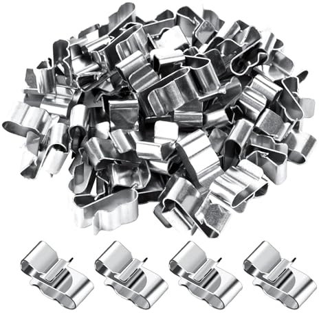 50 Stück Edelstahl Kabelklammer Klemme Silberton Metallkabelklemmen,22,5 mm/0,89 Zoll Anhängerrahmen Drahtklemmen Solarpanel Drahtklemme Doppeldraht Anhänger Drahtklemmen