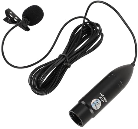 Hiraith Microfono Lavalier, Alimentazione, Riduzione del Rumore, Omnidirezionale, Microfono XLR da Bavero per la Registrazione di Interviste, Cardioide, Alimentazione 48 V