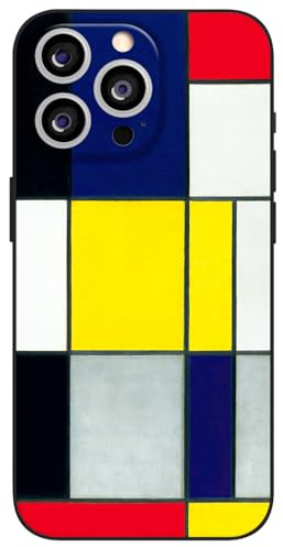 Berkin Arts Kompatibel mit iPhone 14 Pro Hülle aus Silikon mit Displayschutzfolie. Neoplastizismus kombiniert mit minimalistischer Geometrie (Rot, Blau und Gelb von Mondrian)