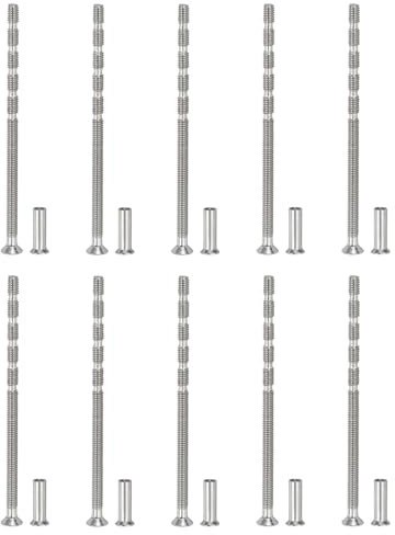 PATIKIL Cabinet Handle Screws M4x80, 10 Set Break Away Screws Drawer Pull Screw Phillips Drive Flat Countersunk Head Bolts with Sleeve for Door Handle Lever