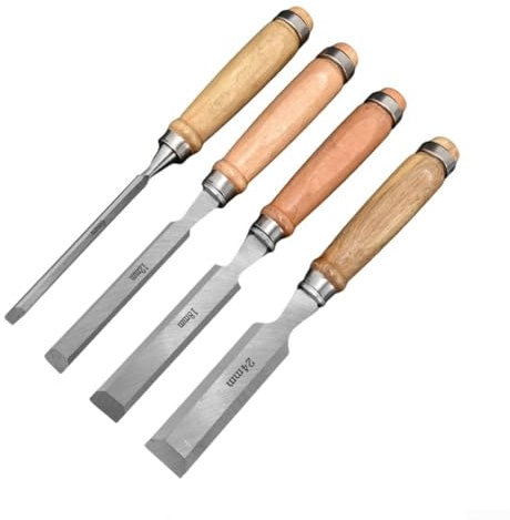 Set di scalpelli per legno in acciaio al carbonio, 4 pezzi, rotondi, curvi, con bordo semicircolare, strumenti per la lavorazione del legno, 6-24 mm, per falegnami e intagliatori
