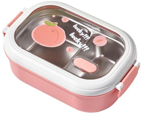 Junterone Lonchera para Niños Lonchera para Niños Sellada y Encantadora Lonchera Portátil con Calefacción Rosa