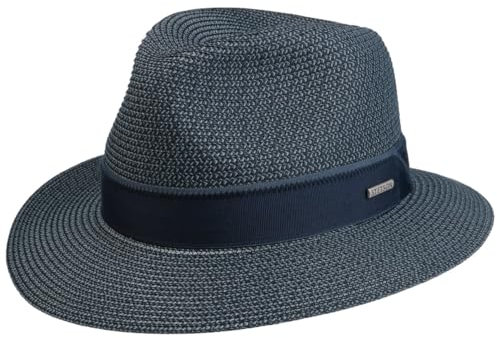 Stetson Chapeau en Paille Pavelo Traveller Homme - de Soleil Printemps-ete Ete - XXL (62-63 cm) Bleu Fonce