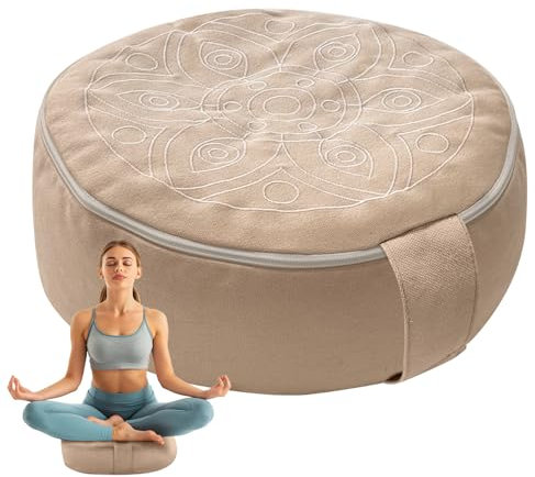 Omok Yogakissen, abnehmbar und washbar – Ideal für Meditation & Entspannung, Ergonomisches Bodenkissen & Sitzkissen, Nachhaltig & Bequem Meditationskissen (Beige, 35 * 13cm)