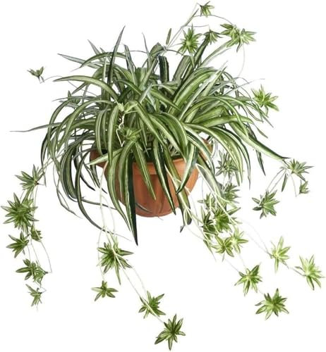Laelfe Artificial Spider Plants, 60 cm Faux Silk Chlorophytum Comosum Fake Hanging Spider Plants Decor for Outdoor Indoor Home Garden Office Decoreation (2 Pcs)