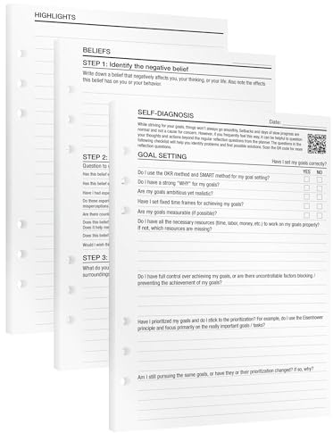 KOMPASS® Reflection | A5 Planner Inserts | 25 Sheets for Self-Reflection | Self-Diagnosis, Mindset, Learnings & Highlights | Journaling | Refill Inserts (14.5 cm x 21 cm)