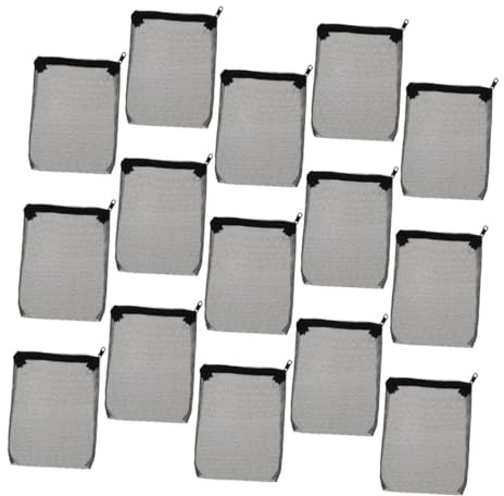 Toddmomy 15pcs Filter Mesh Pouches Durable Polyester Media Bags with Zipper for Zeolite Peat Ceramic Rings for Fish Tank Filtration and Improved Water Clarity