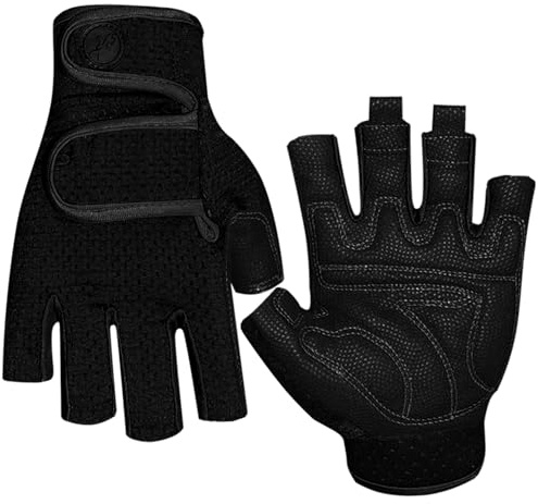 plplaaoo Sailing Gloves 3/4 Short Finger Cycling Gloves Breathable Mesh Fabric SBR Padded Palms for Men and Women Fishing Kayaking Paddling Workout Gloves